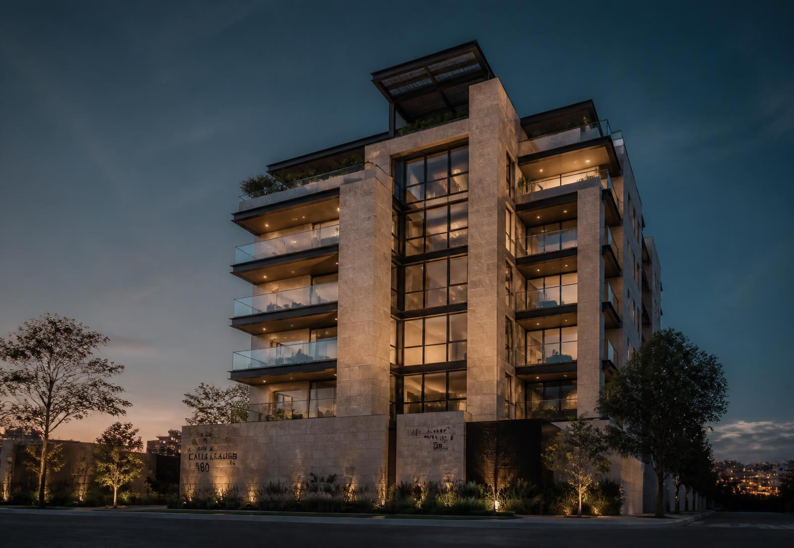 Desarrollo residencial de lujo al atardecer